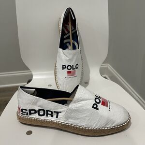 Polo Ralph Lauren Sport Cevio Slip On Shoes Mens 11  Espadrille White USA Flag
